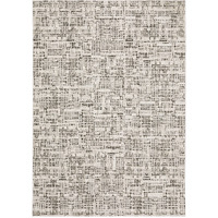 3 X 5 Ivory grey charcoal Brown And Beige Abstract Power Loom Stain Resistant Area Rug