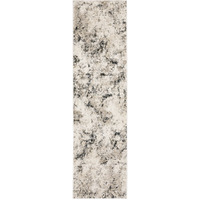 2 X 8 Ivory grey Black Beige And Tan Abstract Power Loom Stain Resistant Runner Rug