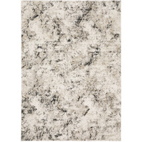 5 X 8 Ivory grey Black Beige And Tan Abstract Power Loom Stain Resistant Area Rug