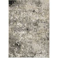 3 X 5 grey Ivory Beige charcoal Black Tan And Brown Abstract Power Loom Stain Resistant Area Rug