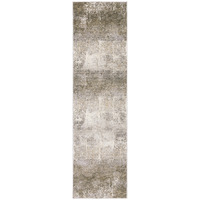 2 X 8 Ivory grey Tan Brown And Beige Abstract Power Loom Stain Resistant Runner Rug