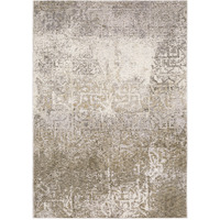 5 X 8 Ivory grey Tan Brown And Beige Abstract Power Loom Stain Resistant Area Rug