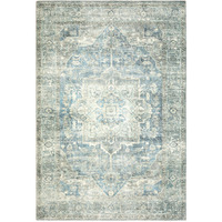 5 X 7 grey Blue And Ivory Oriental Power Loom Stain Resistant Area Rug