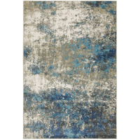 5 X 7 Blue grey And Beige Abstract Power Loom Stain Resistant Area Rug