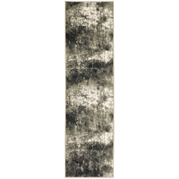 2 X 8 charcoal grey And Beige Abstract Power Loom Stain Resistant Runner Rug