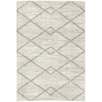 2 X 3 Ivory And grey geometric Shag Power Loom Stain Resistant Area Rug