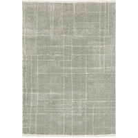 5 X 8 grey And Ivory geometric Shag Power Loom Stain Resistant Area Rug