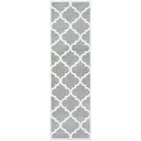 2 X 8 grey And Ivory geometric Shag Power Loom Stain Resistant Runner Rug