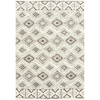 5 X 8 Ivory And Brown geometric Shag Power Loom Stain Resistant Area Rug