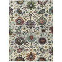 3 X 5 Stone grey Purple green gold And Teal Oriental Power Loom Stain Resistant Area Rug