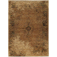 10 X 13 gold And Brown Oriental Power Loom Stain Resistant Area Rug