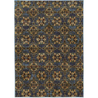 2 X 3 Blue And gold Oriental Power Loom Stain Resistant Area Rug