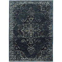 2 X 3 Blue And Brown Oriental Power Loom Stain Resistant Area Rug