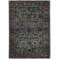 2 X 3 Blue And Purple Oriental Power Loom Stain Resistant Area Rug