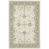 2 X 3 Ivory grey And Blue Oriental Power Loom Stain Resistant Area Rug