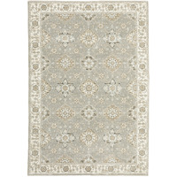 6 X 9 grey Ivory Tan Brown And gold Oriental Power Loom Stain Resistant Area Rug