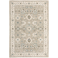 9 X 12 Beige Ivory Blue green And Purple Oriental Power Loom Stain Resistant Area Rug