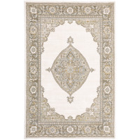 2 X 3 Beige Ivory Tan gold grey And green Oriental Power Loom Stain Resistant Area Rug
