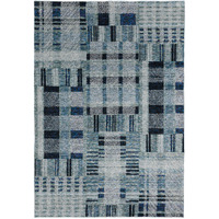 5 X 7 Blue geometric Power Loom Stain Resistant Area Rug