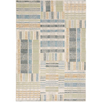 3 X 5 green grey And Ivory geometric Power Loom Stain Resistant Area Rug