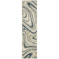 2 X 8 gray And Ivory Abstract Power Loom Runner Rug