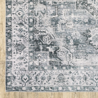 2 X 3 gray And Ivory Oriental Printed Non Skid Area Rug
