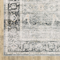 5 X 7 charcoal grey Salmon And Ivory Oriental Printed Stain Resistant Non Skid Area Rug