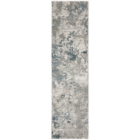 2 X 8 Blue Beige And Teal Abstract Power Loom Stain Resistant Runner Rug