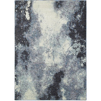 2 X 3 Navy And Ivory Abstract Power Loom Stain Resistant Area Rug