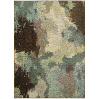 5 X 7 Blue And Brown Abstract Power Loom Stain Resistant Area Rug