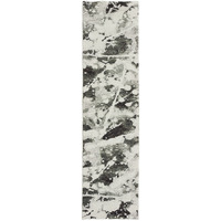 2 X 8 charcoal And White Abstract Power Loom Stain Resistant Runner Rug