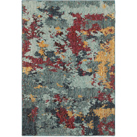 2 X 3 Blue And Red Abstract Power Loom Stain Resistant Area Rug