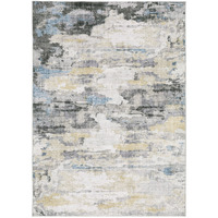 5 X 7 gray And Ivory Abstract Printed Stain Resistant Non Skid Area Rug