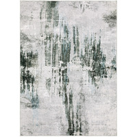 4 X 6 Silver grey Teal Blue And charcoal Abstract Printed Stain Resistant Non Skid Area Rug