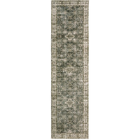 2 X 8 Blue And Beige Oriental Printed Stain Resistant Non Skid Runner Rug