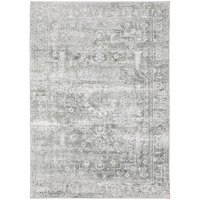 2 X 3 Sage green grey Ivory And Silver Oriental Printed Stain Resistant Non Skid Area Rug