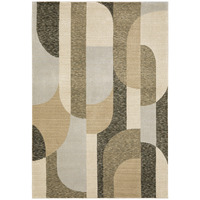 3 X 5 Brown And Ivory geometric Power Loom Area Rug