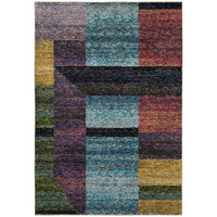3 X 5 Purple Blue Teal gold green Red And Pink geometric Power Loom Stain Resistant Area Rug