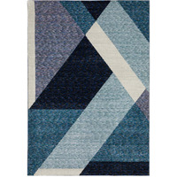 3 X 5 Blue Purple grey And Teal geometric Power Loom Area Rug