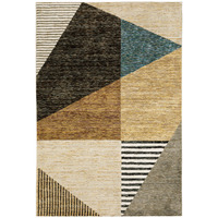 5 X 7 gold Brown Blue charcoal Rust And Beige geometric Power Loom Stain Resistant Area Rug