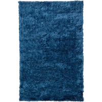 5 X 8 Blue And green Shag Tufted Handmade Area Rug