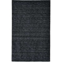 5 X 8 Black Wool Hand Woven Stain Resistant Area Rug