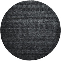 8 Black Round Wool Hand Woven Stain Resistant Area Rug