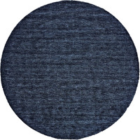 8 Blue Round Wool Hand Woven Stain Resistant Area Rug