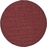 8 Red Round Wool Hand Woven Stain Resistant Area Rug