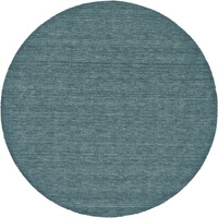 8 Blue And green Round Wool Hand Woven Stain Resistant Area Rug