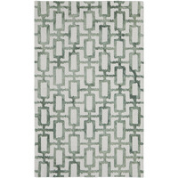 4 X 6 Ivory And green Wool geometric Tufted Handmade Area Rug