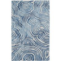 2 X 3 Blue And Ivory Wool geometric Tufted Handmade Area Rug