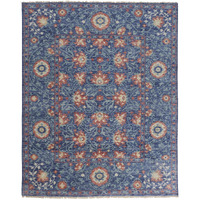 2 X 3 Blue And Red Wool Floral Hand Knotted Stain Resistant Area Rug