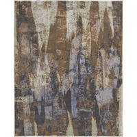 2 X 3 Brown Blue And Ivory Abstract Power Loom Distressed Area Rug